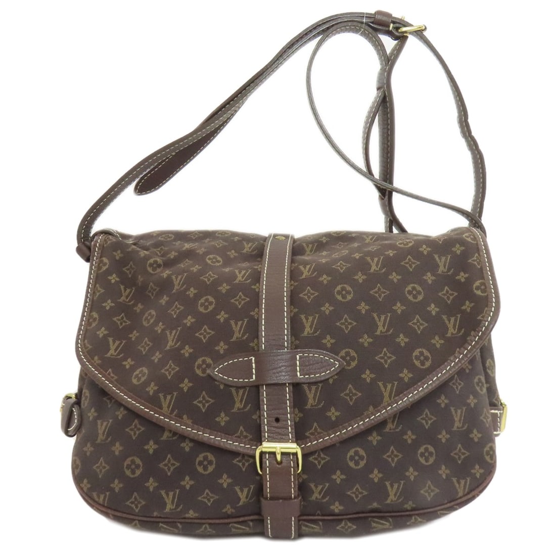 Louis Vuitton M95227 Saumur Shoulder Bag Monogram Mini Orchid: Louis Vuitton M95227 Saumur Shoulder Bag Monogram Mini Orchid Brown Monogram Mini Orchid Shoulder Bag. This Louis Vuitton M95227 Saumur shoulder bag features the iconic monogram mini orchid design,