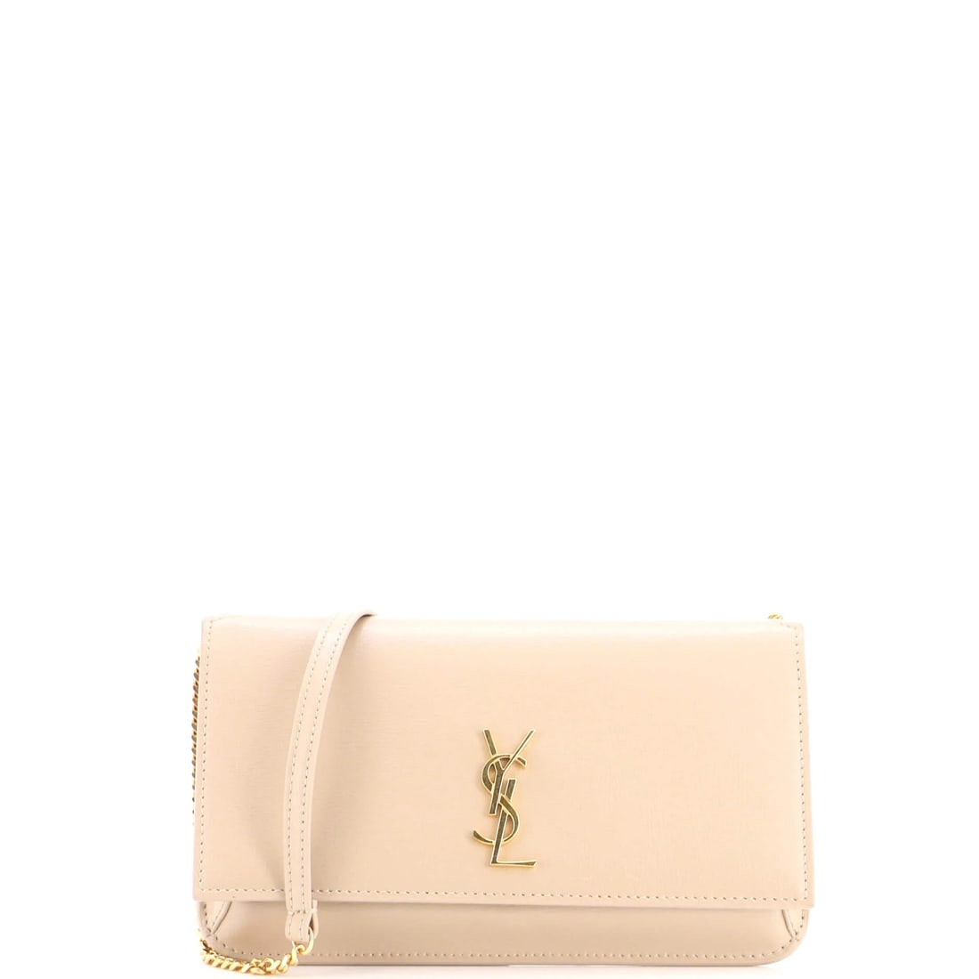 Saint Laurent Classic Monogram Phone Holder Shoulder Bag Leather: Saint Laurent Classic Monogram Phone Holder Shoulder Bag Leather Classic Monogram Phone Holder Shoulder Bag Leather features a neutral exterior with minor scuffs and creases on the handles and straps.