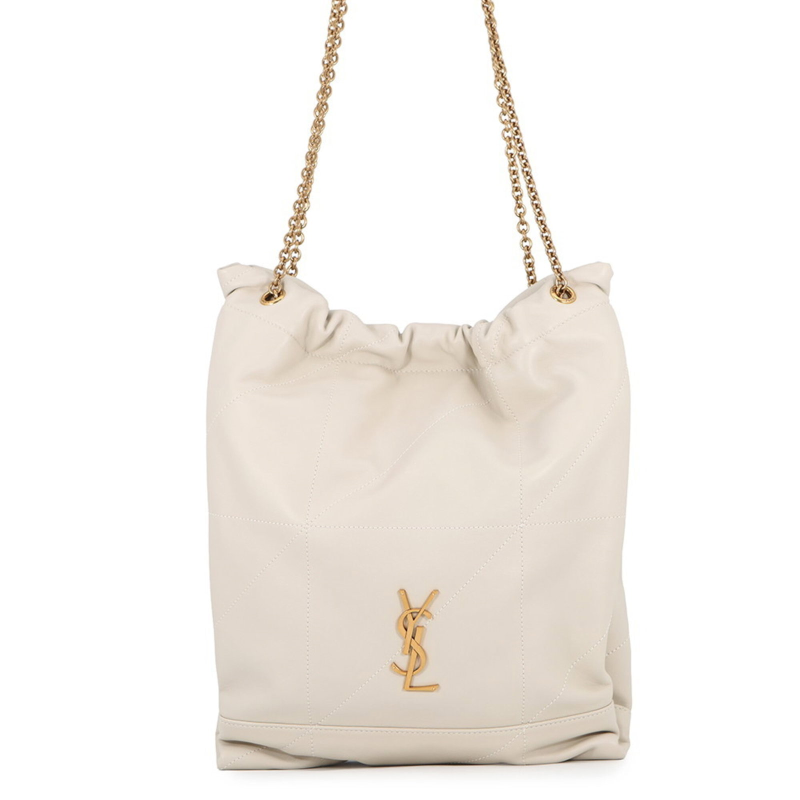 Leather Yves Saint Laurent Handbag Shoulder Bag: Leather Yves Saint Laurent Handbag Shoulder Bag The Yves Saint Laurent Leather Shoulder Bag boasts a sleek, beige lambskin exterior, perfectly balanced by its slender 12.59'' x 10.03'' x 1.18''