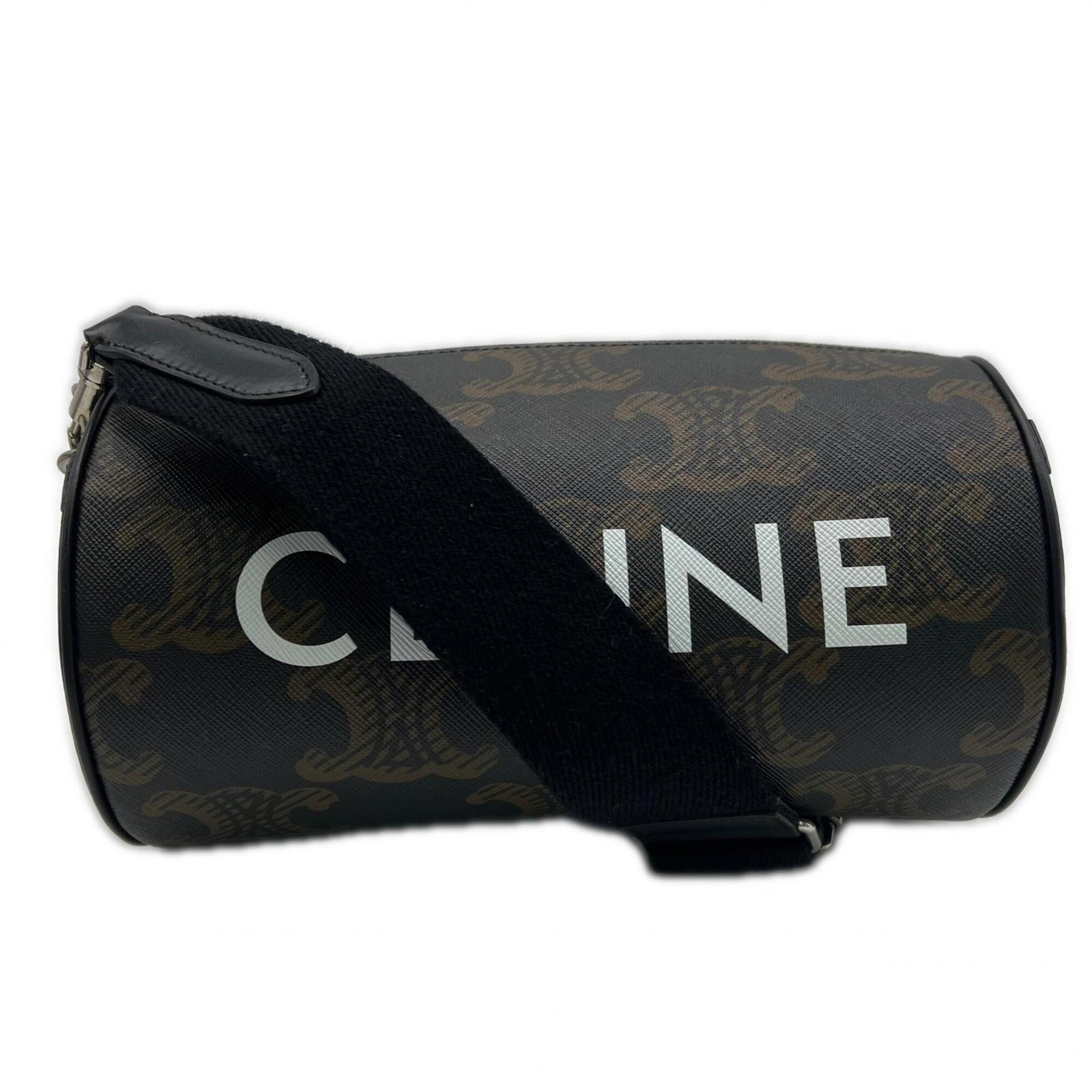 Shoulder Bag Leather Coated Celine Canvas: Shoulder Bag Leather Coated Celine Canvas Black, Brown, White Celine Canvas Shoulder Bag with Leather Coating. This shoulder bag features coated canvas material and a leather coating, with dimensions
