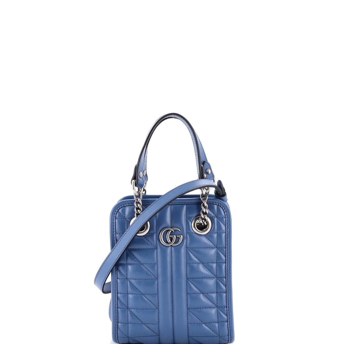 Matelasse Leather Mini Marmont Handle Crossbody Bag Gucci GG: Matelasse Leather Mini Marmont Handle Crossbody Bag Gucci GG Gucci GG Marmont Handle Crossbody Bag in Matelasse Leather, featuring a miniature size with a 4" drop handle and 16.5-19.5" adjustable