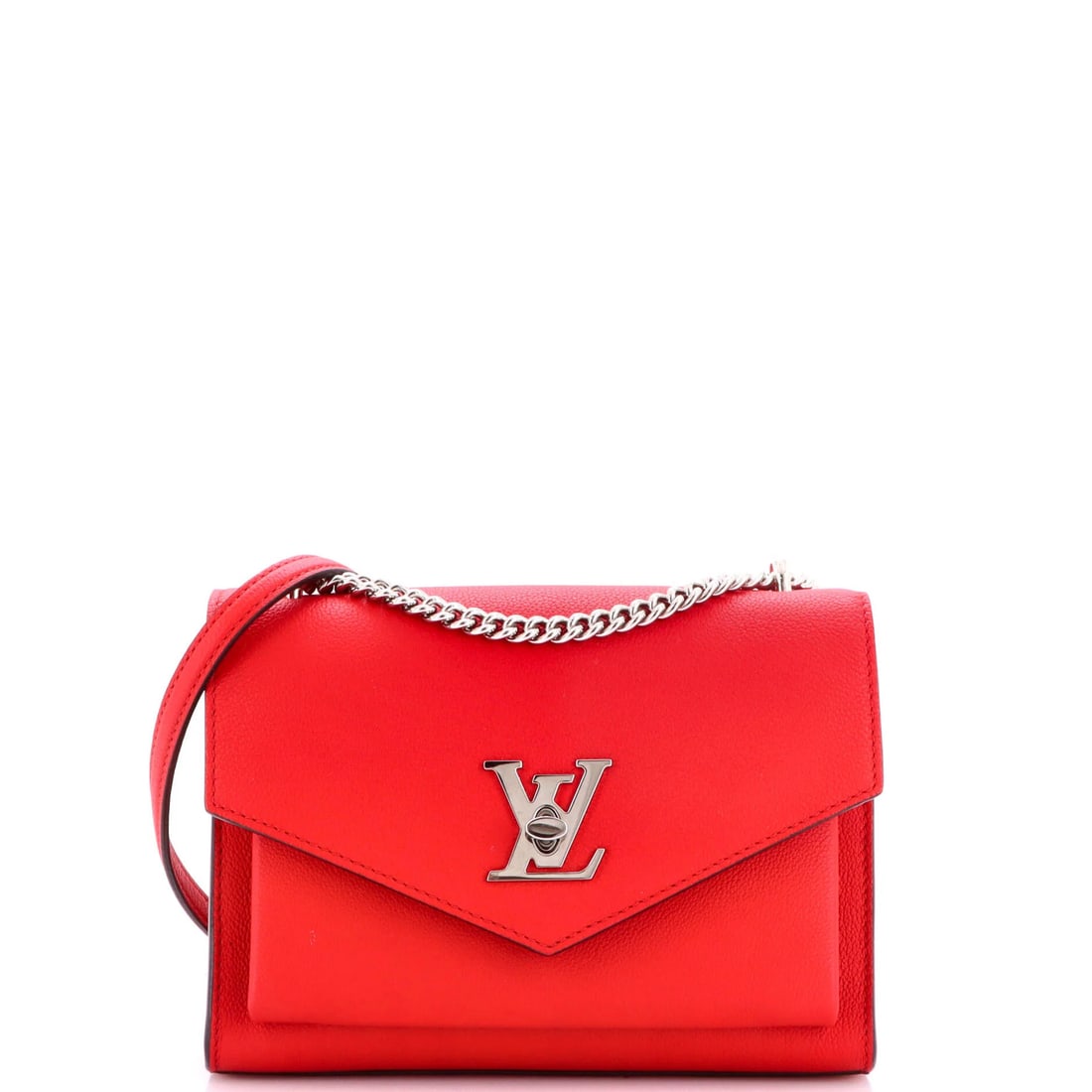 Mylockme Handbag Leather Louis Vuitton: Mylockme Handbag Leather Louis Vuitton Red Louis Vuitton Leather Cross Body Bag with Silver Hardware, featuring a signature and microfiber interior. This stylish bag boasts a classic design with