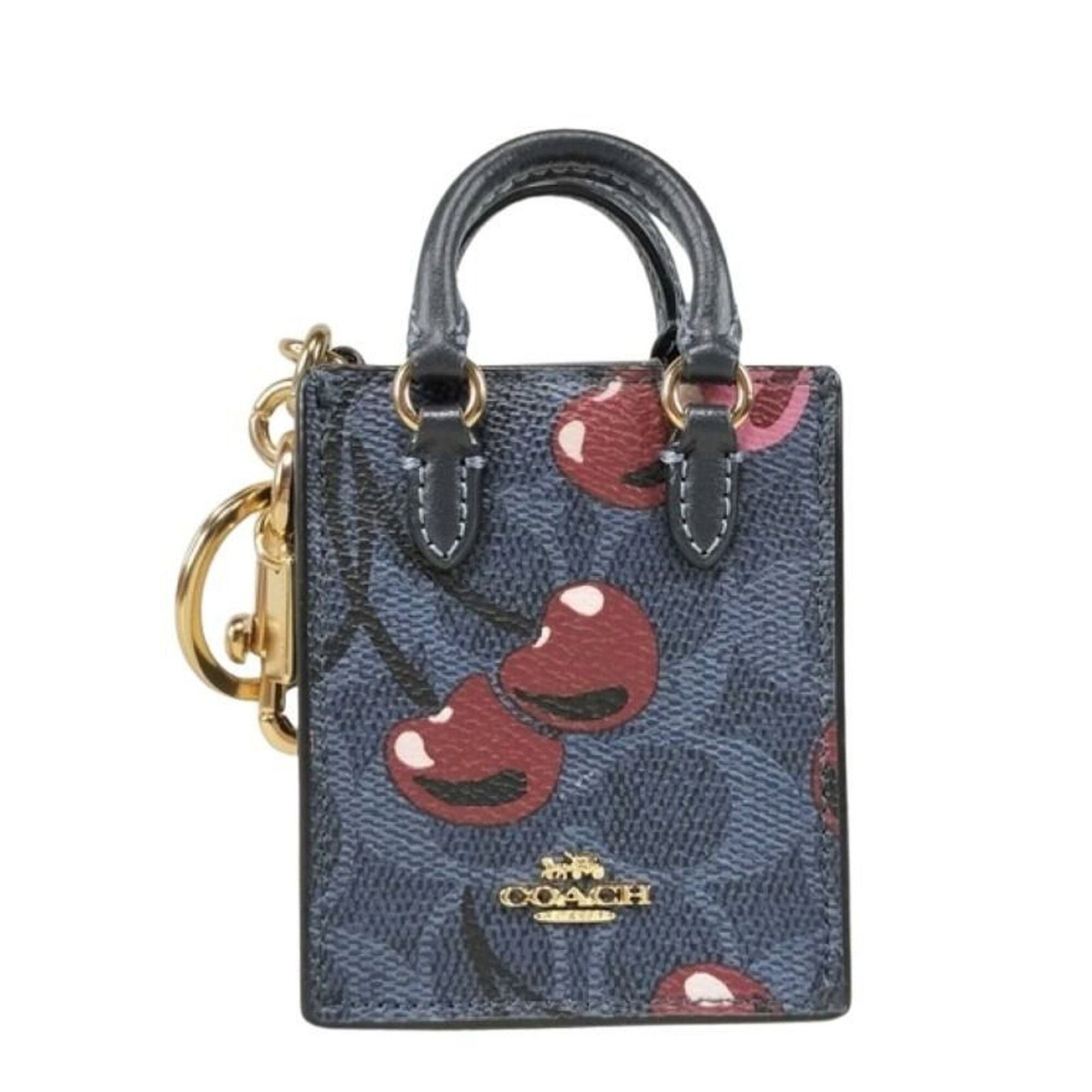 Signature Cz084 Blue Pvc Leather Women'S Mini North-South Tote Bag Keychain Coach (1 of 10)