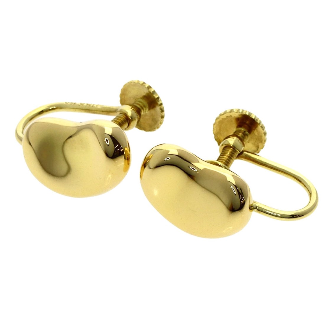 Yellow Gold Tiffany&Co Bean Earring K18: Yellow Gold Tiffany&Co Bean Earring K18 Yellow Gold Tiffany&Co Bean Earring K18 is a statement piece featuring K18 yellow gold material and a gold finish. This earring boasts a sleek design with no ma
