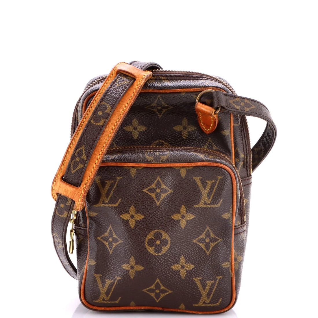 Mini Amazone Bag Monogram Canvas Louis Vuitton: Mini Amazone Bag Monogram Canvas Louis Vuitton Mini Amazone Bag Monogram Canvas Louis Vuitton in Brown, 7" x 5" x 3.5", with heavy discoloration on corners and creases, edge wear, and corner wear. Thi