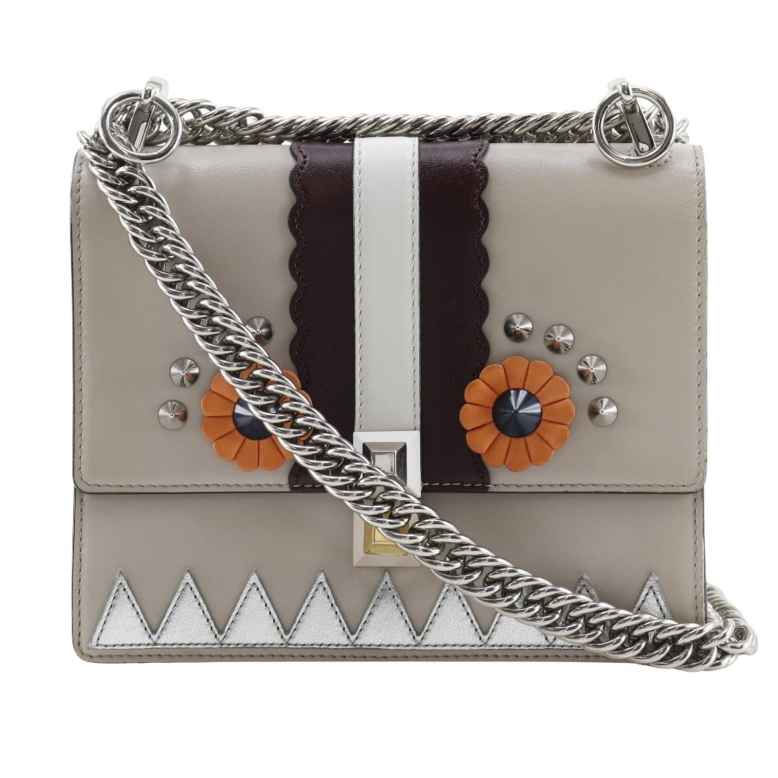 Shoulder Bag Leather: Shoulder Bag Leather This Fendi shoulder bag is crafted from high-quality beige calfskin leather, offering a timeless and sophisticated design. The bag's compact size and durable construction make it
