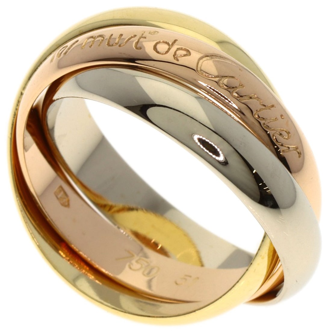 Cartier Trinity #51 Ring K18 Yellow Gold K18 White Gold: Cartier Trinity #51 Ring K18 Yellow Gold K18 White Gold Cartier Trinity #51 Ring in K18 Yellow Gold and K18 White Gold, a striking combination of two precious metals, adds a touch of sophistication