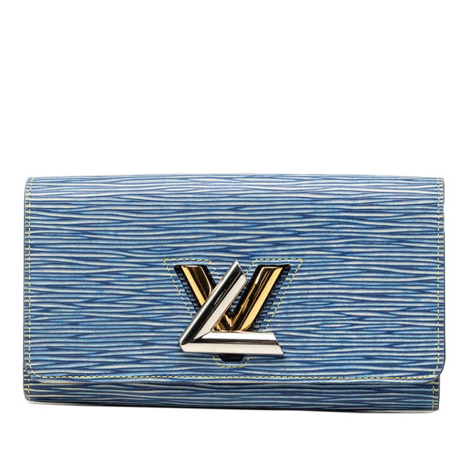 Leather Wallet Bi Fold Louis Vuitton: Leather Wallet Bi Fold Louis Vuitton The Louis Vuitton Epi Denim bi-fold wallet boasts a striking blue leather exterior, adorned with a turn lock closure. Measuring 11cm x 19cm x 3cm, this long