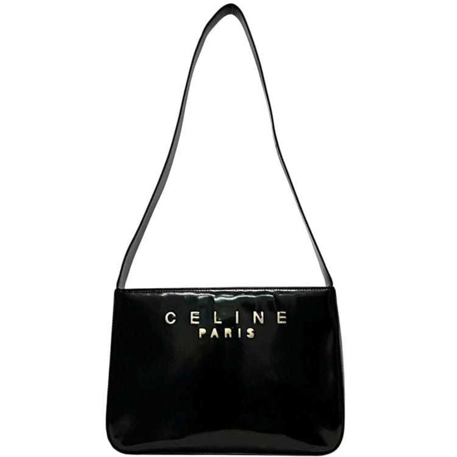 Shoulder Bag Leather Celine: Shoulder Bag Leather Celine Black leather shoulder bag from Celine, Italy, measuring 20cm x 27.5cm x 9.5cm. This bag features high-quality leather construction and a classic design. Item Specifics: