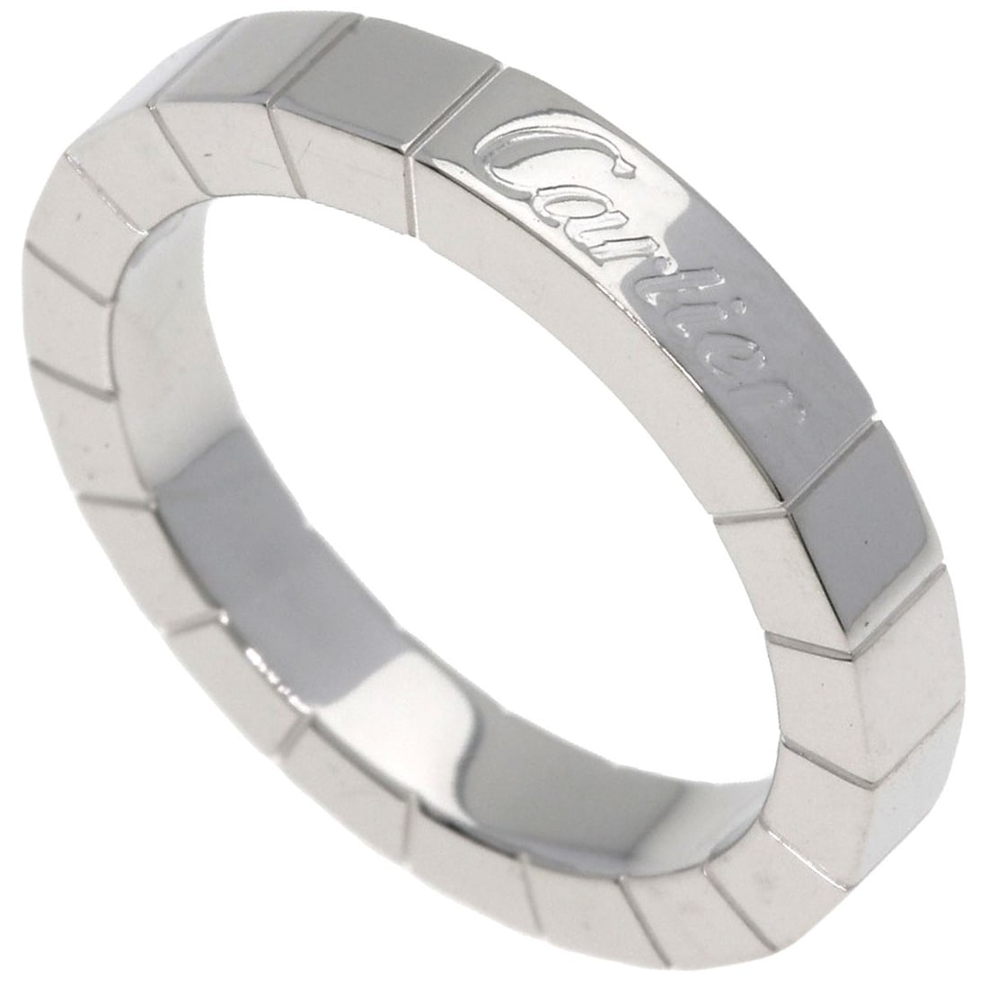 White Gold Ring #47 K18 Cartier Lanier: White Gold Ring #47 K18 Cartier Lanier K18 White Gold Cartier Lanier Ring #47 is a sleek and sophisticated silver-toned ring featuring a signature from the renowned French luxury brand Cartier. This