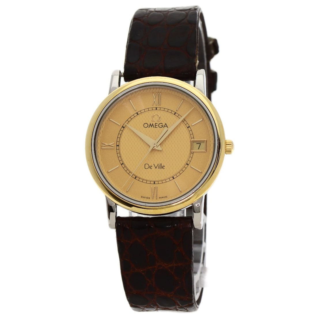 Omega De Ville Prestige Watches Gold Plated/ Leather: Omega De Ville Prestige Watches Gold Plated/ Leather Omega De Ville Prestige Watches Gold Plated/ Leather - A stylish timepiece with a gold plated finish and a leather strap, featuring an analog
