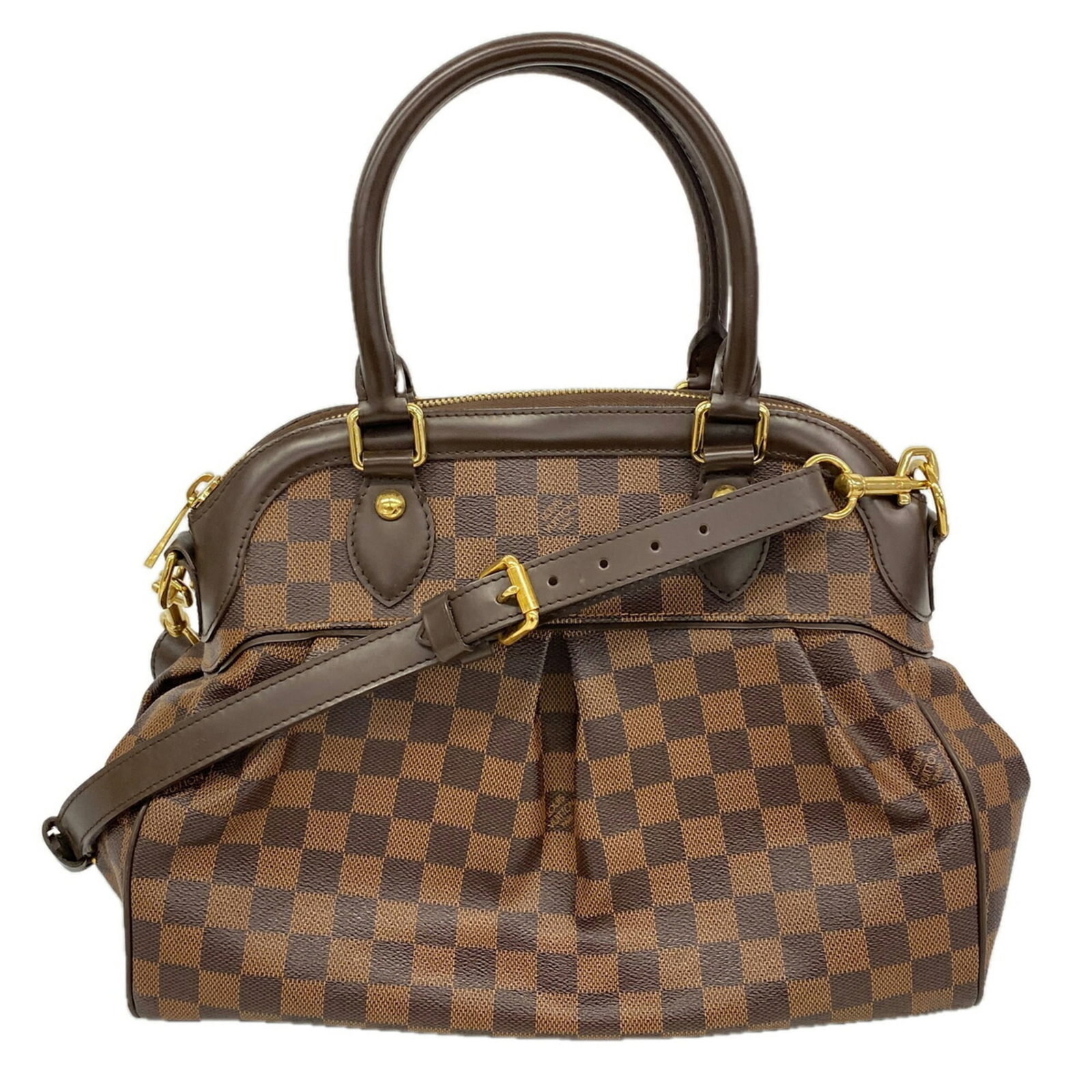 Handbag Louis Vuitton: Handbag Louis Vuitton Ebene-colored Louis Vuitton handbag with a classic design, featuring a signature on the interior. Measuring 28cm x 33.5cm x 15cm, this stylish accessory is a great addition to an