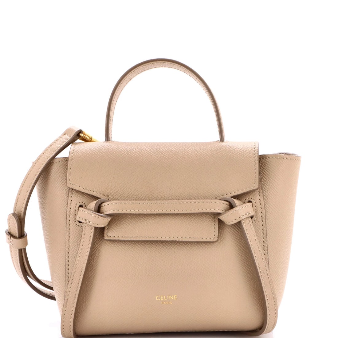 Pico Textured Leather Belt Bag Celine: Pico Textured Leather Belt Bag Celine Brown Pico Textured Leather Belt Bag from Celine, featuring a structured design with a textured leather exterior and suede interior. Minor scuffs and creases are 