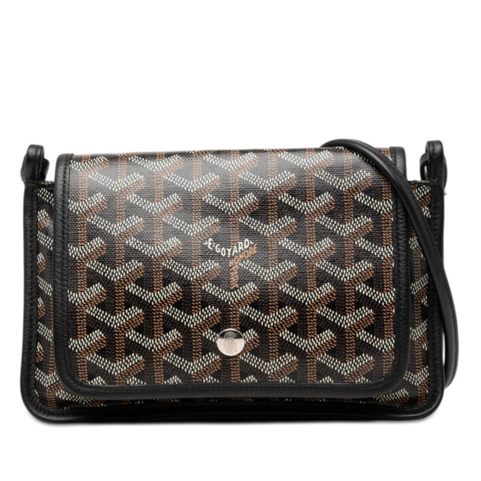 Shoulder bag leather pvc goyard handbag: Shoulder bag leather pvc goyard handbag Black and Brown Goyard Shoulder Bag with Leather and PVC Material, 13.5cm x 20cm x 1cm Size, 57cm Strap Drop. This Goyard shoulder bag features a unique