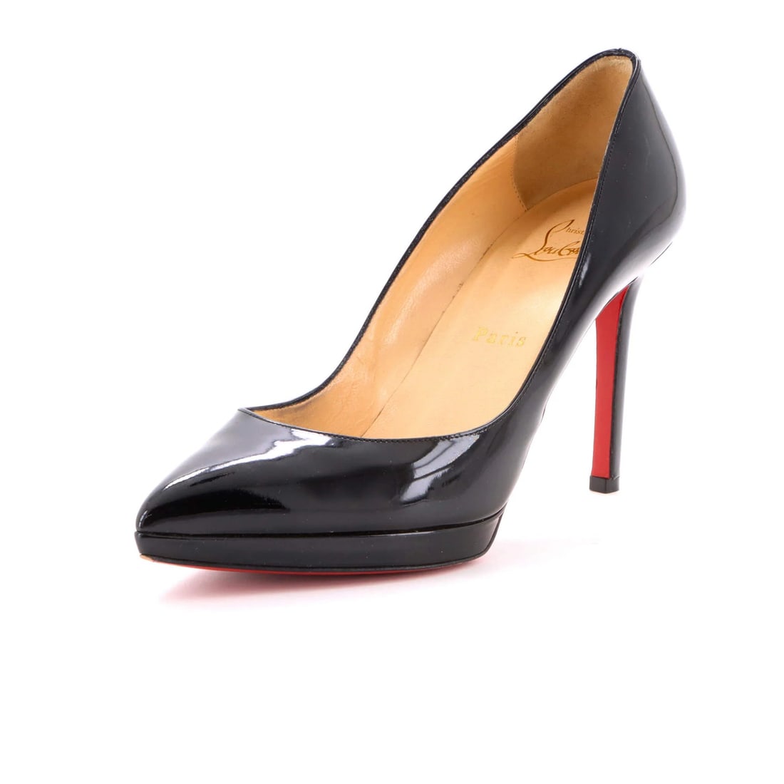 Patent 100 Christian Louboutin Women's Plato Pigalle Pumps: Patent 100 Christian Louboutin Women's Plato Pigalle Pumps Patent 100 Christian Louboutin Women's Plato Pigalle Pumps are a statement piece in black patent leather, featuring the iconic red sole.