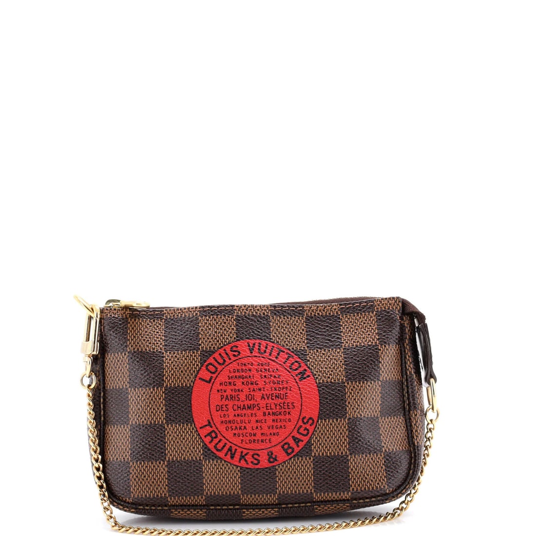 Louis Vuitton Damier Mini Accessoires Pochette Limited Edition: Louis Vuitton Damier Mini Accessoires Pochette Limited Edition Miniature in elegance, this Louis Vuitton Damier Mini Pochette Accessoires Limited Edition boasts a rich brown canvas exterior with subtl
