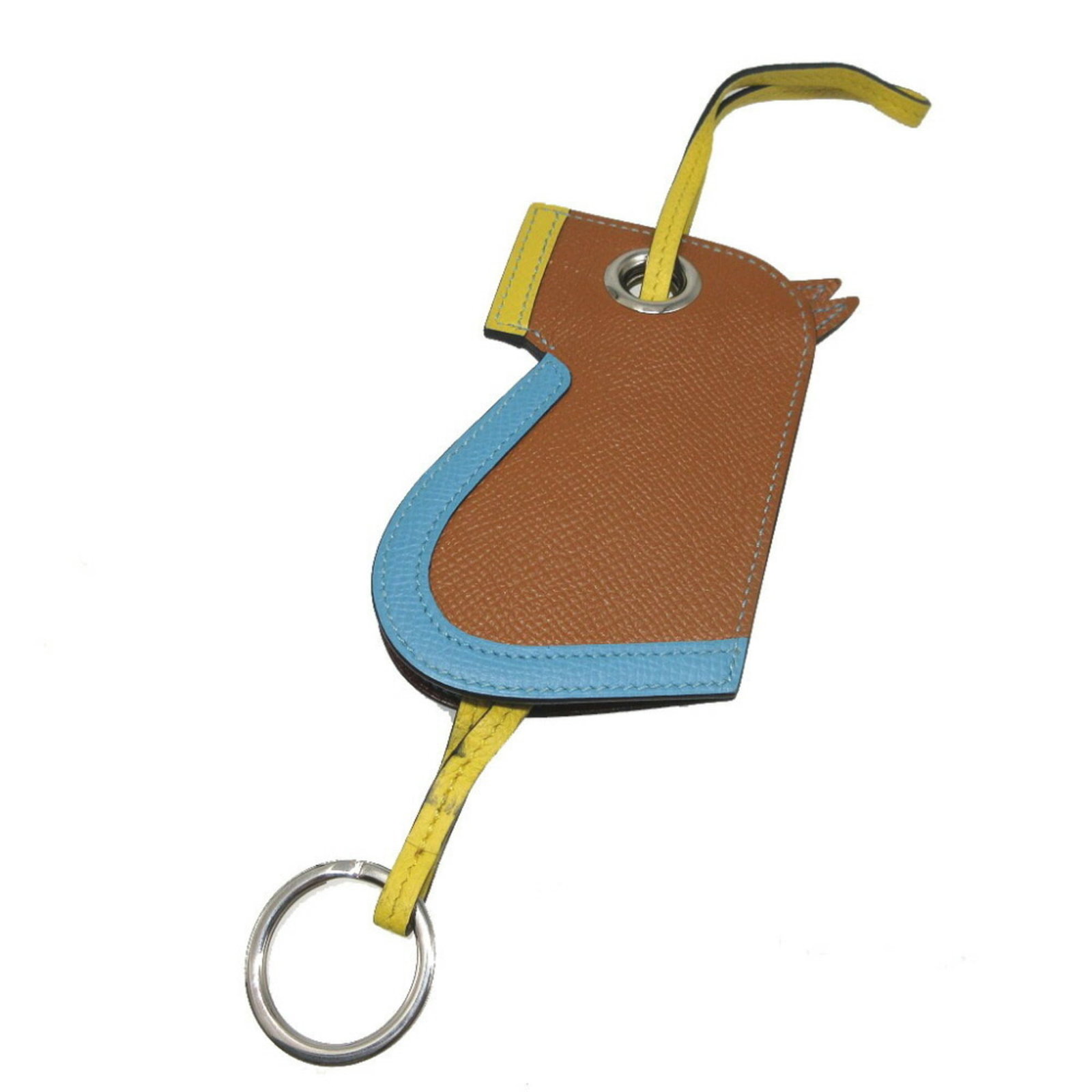 Keyring Hermes Epsom Leather: Keyring Hermes Epsom Leather Azur Epsom leather keyring from Hermes, a stylish accessory with a classic design. Made from high-quality Epsom leather, this keyring features a timeless look and feel. Co