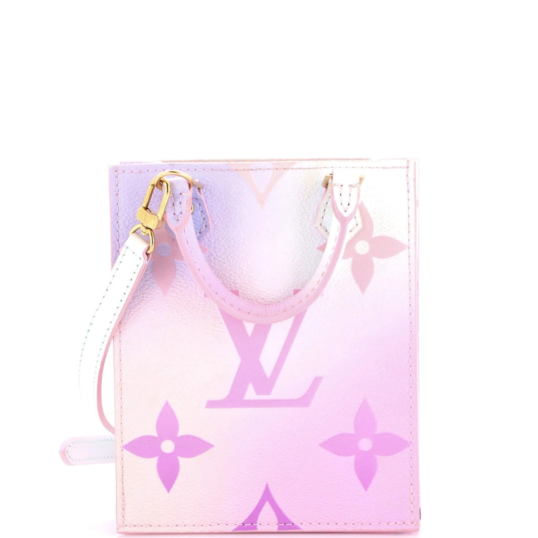 Spring in City Giant Louis Vuitton Petit Monogram Plat Bag Canvas: Spring in City Giant Louis Vuitton Petit Monogram Plat Bag Canvas Canvas Coated Spring in the City Monogram Giant Bag with Gold Hardware, featuring a vibrant multicolor exterior and a spacious