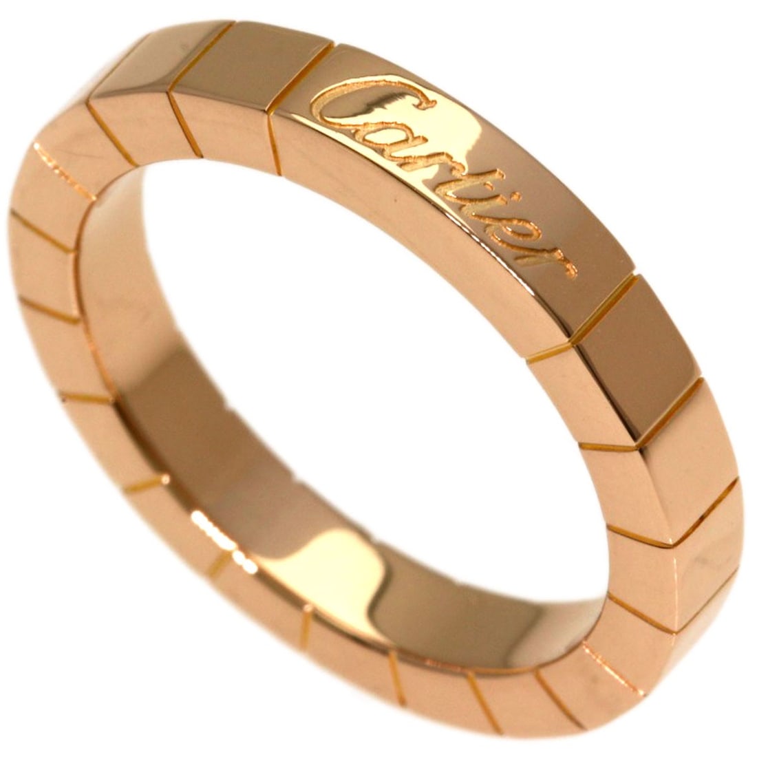 Pink Gold Laniere Ring K18 Cartier #49: Pink Gold Laniere Ring K18 Cartier #49 K18 Pink Gold Cartier Ring #49 is a unique piece featuring a pink gold laniere ring with a gold metal exterior. This Cartier ring is made from K18 gold, a