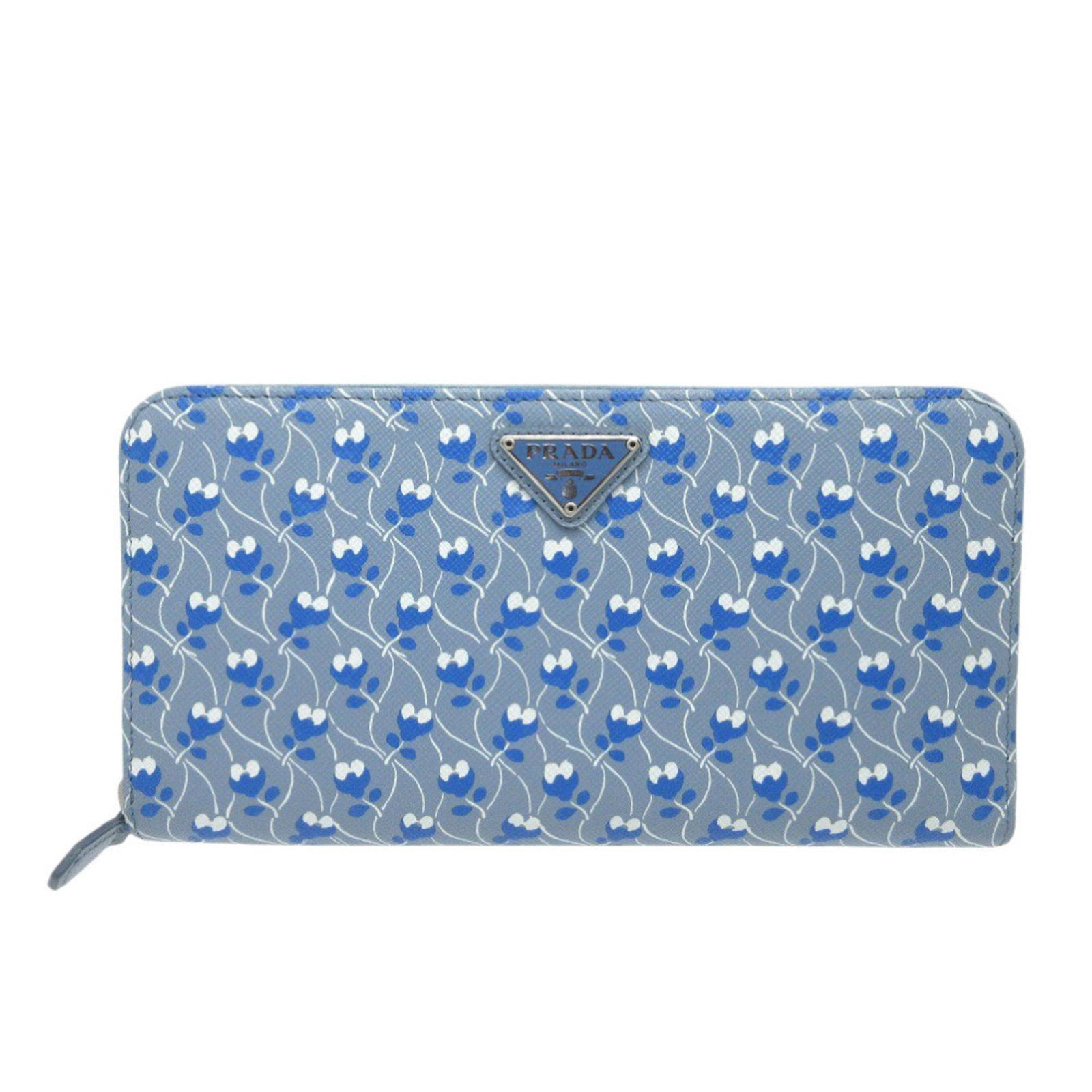 Prada Long Wallet (Bi-Fold) Leather: Prada Long Wallet (Bi-Fold) Leather Prada Long Wallet (Bi-Fold) Leather, crafted from high-quality Italian leather, features a sleek blue color and a compact size, measuring 10.5cm x 20cm x 2.5cm.