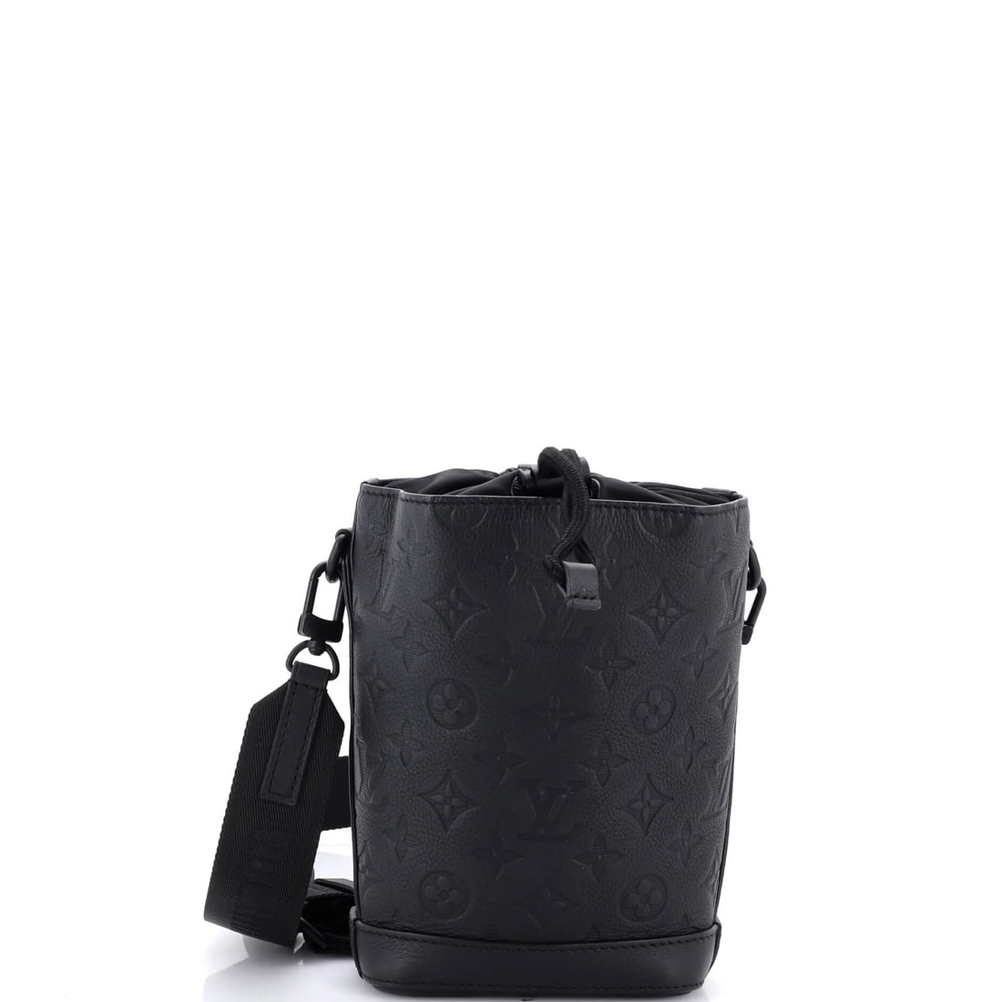 Louis Vuitton Noe Sling Bag Monogram Shadow Leather: Louis Vuitton Noe Sling Bag Monogram Shadow Leather Black canvas coated Louis Vuitton Noe Sling Bag with monogram shadow leather exterior, featuring a classic shoulder design and 22" strap drop. The