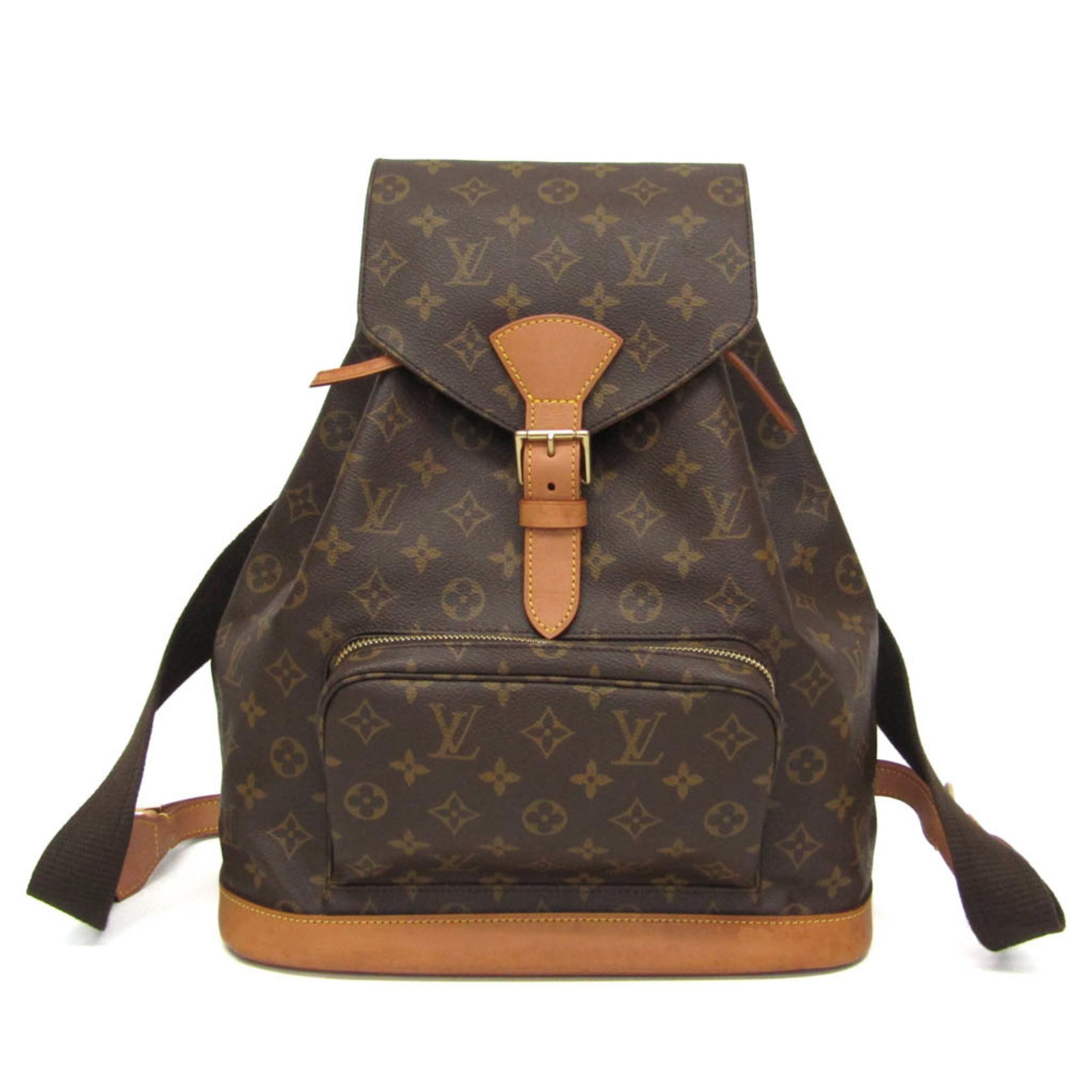 Vuitton Louis Monogram Backpack: Vuitton Louis Monogram Backpack The Vuitton Louis Monogram Backpack is a stylish and functional bag, featuring the iconic Monogram pattern in rich brown. With a spacious open pocket and a zipper