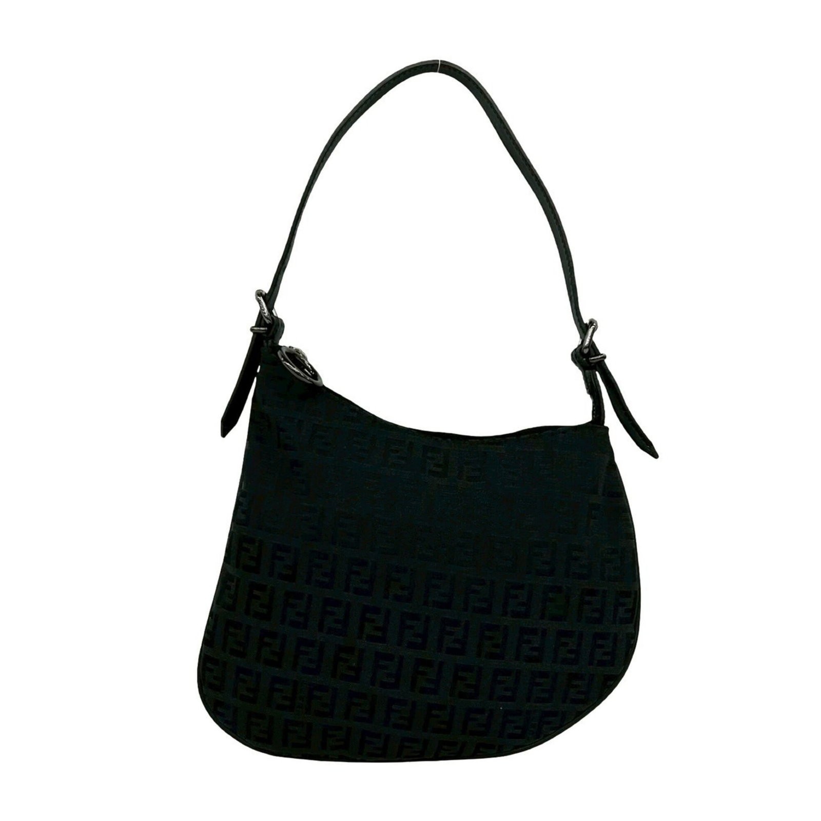 Canvas Leather Fendi Handbag Bag Shoulder: Canvas Leather Fendi Handbag Bag Shoulder Canvas and leather combine in this sleek Fendi shoulder bag, measuring 20cm x 23cm. The black canvas and leather construction gives the bag a sophisticated, m