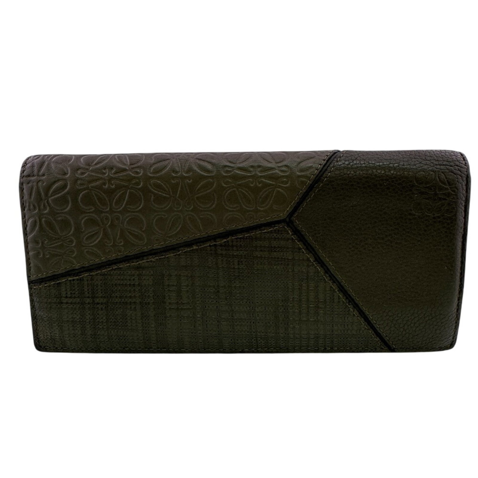 Leather Bi Fold Long Wallet: Leather Bi Fold Long Wallet Black, Green, or Khaki leather, this Loewe long wallet features a bi-fold design with a size of 9cm x 19cm. The leather material provides a classic and timeless look, while