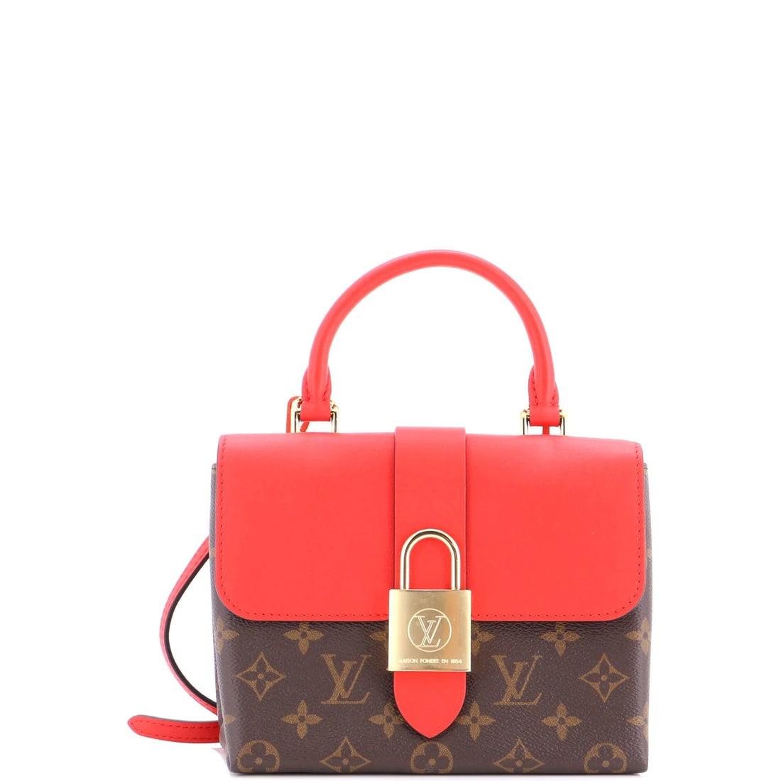 Handbag Canvas Leather Monogram Locky Louis Vuitton: Handbag Canvas Leather Monogram Locky Louis Vuitton Brown Leather Locky Louis Vuitton Handbag with Monogram Canvas and Gold Hardware. This classic top handle handbag features a rich brown leather