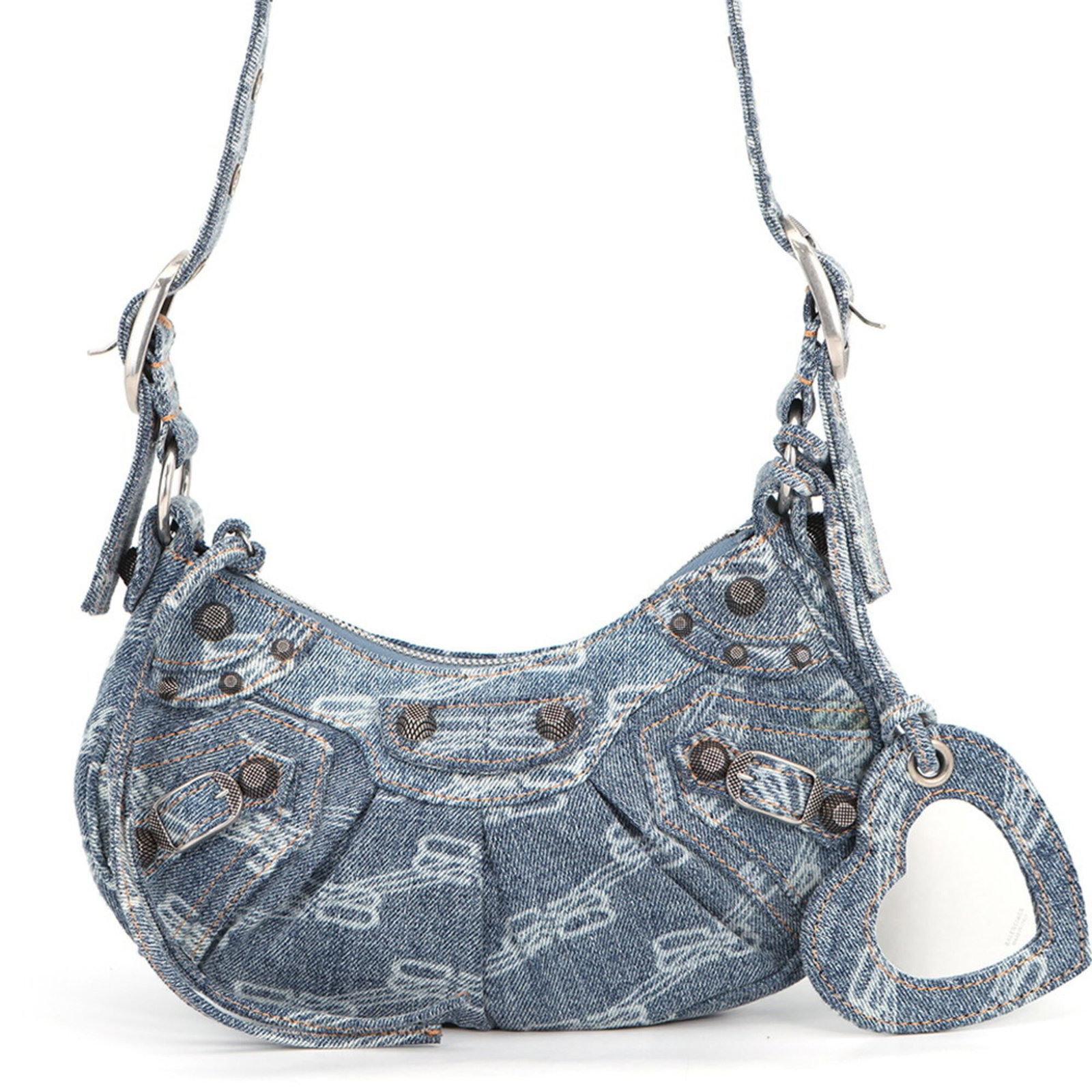 Shoulder Bag Cotton Handbag: Shoulder Bag Cotton Handbag Cotton handbag from Balenciaga, made in Italy with a blue color and silver hardware. The bag measures 12cm x 24cm x 6cm and features a classic shoulder design. Item