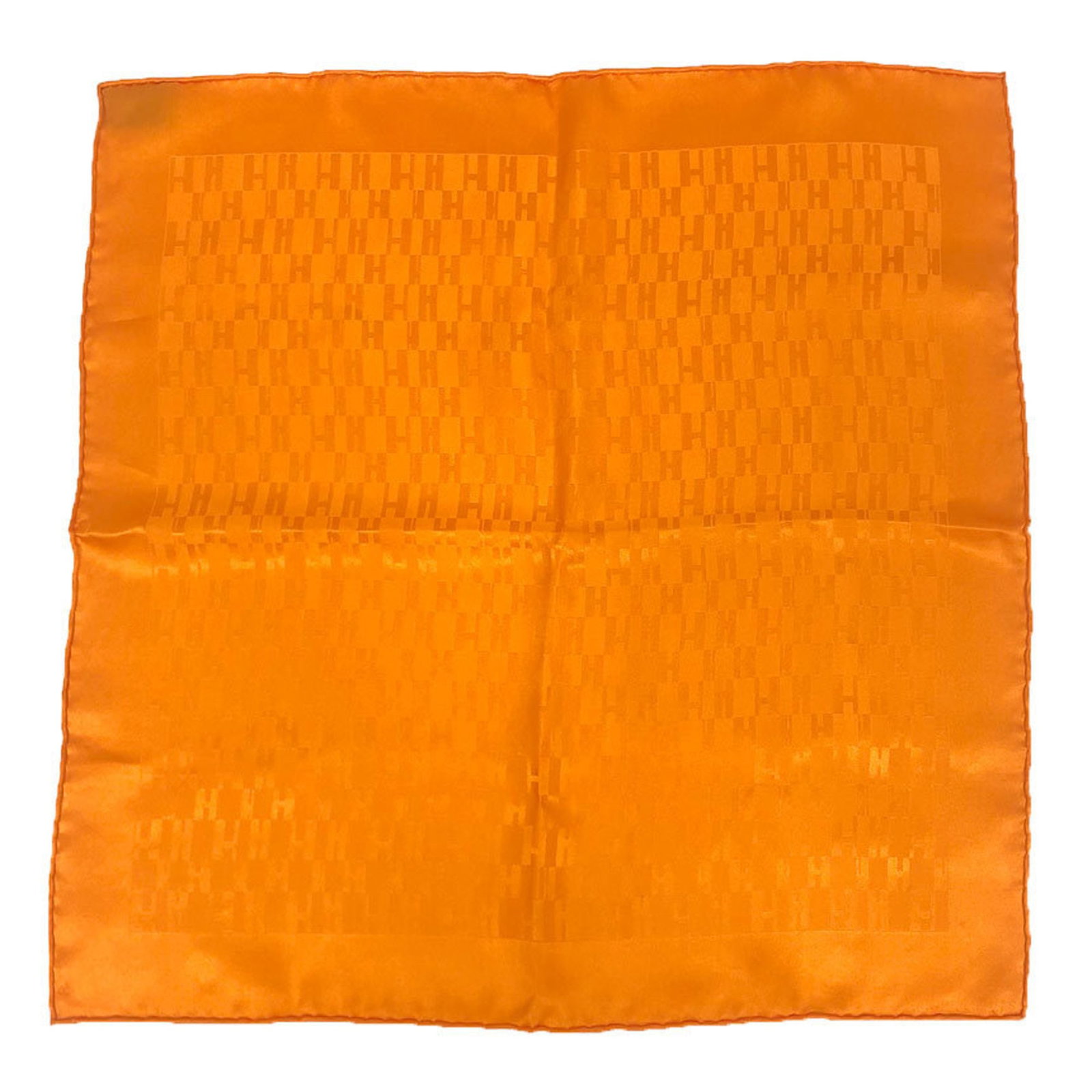 Silk Hermes Scarf: Silk Hermes Scarf Silk from France, this 42cm x 42cm orange scarf is made from high-quality silk and comes in a luxurious box. The scarf's vibrant orange color is a striking feature, making it a bold 