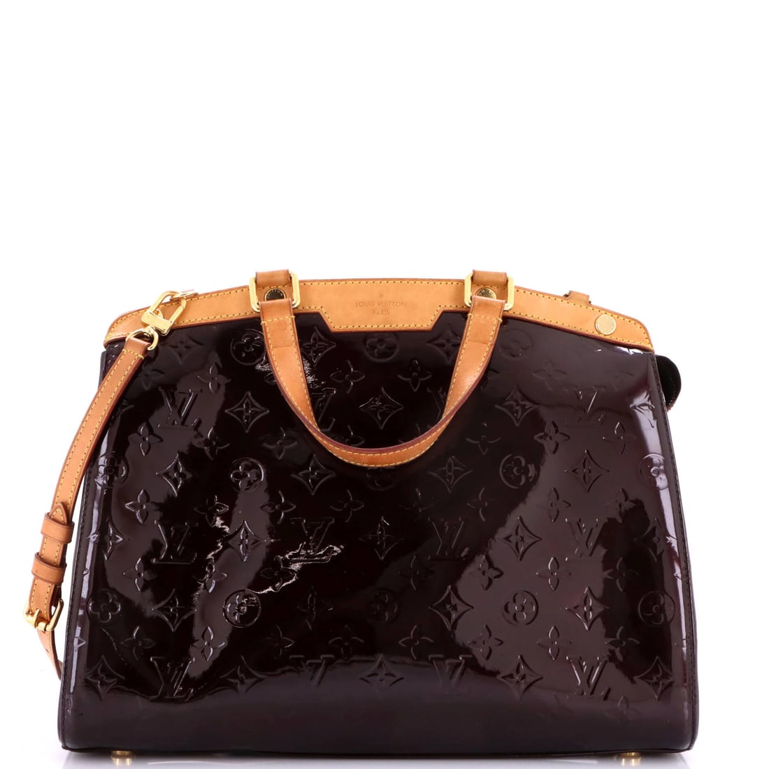 Monogram Vernis Brea Louis Vuitton Handbag: Monogram Vernis Brea Louis Vuitton Handbag Patent leather exterior and burgundy color make this Monogram Vernis Brea Louis Vuitton handbag a stylish and eye-catching tote. The bag's classic design and