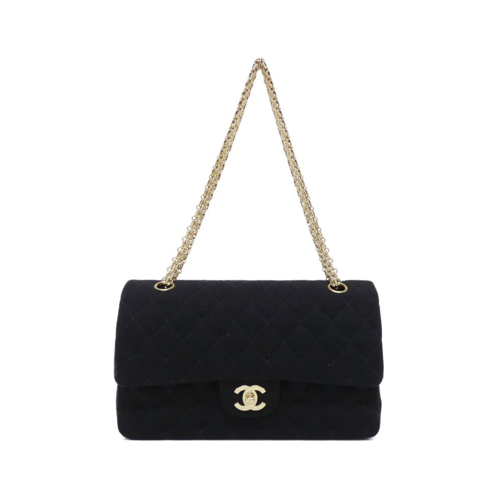Shoulder Bag Canvas By Chanel: Shoulder Bag Canvas By Chanel Canvas By Chanel shoulder bag in black, featuring a classic design with a 15cm x 25cm x 6.5cm size. This stylish bag is made from canvas material and bears a signature,
