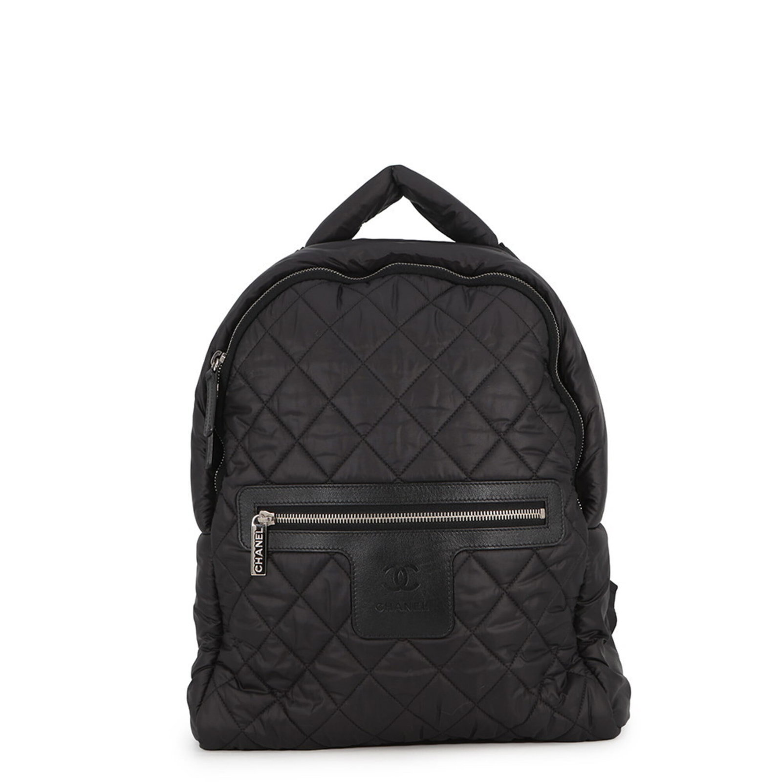 Nylon Leather Handbag Chanel: Nylon Leather Handbag Chanel Nylon and leather blend in this sleek black Chanel handbag, measuring 35cm x 29cm x 13cm. The Bordeaux color adds a touch of sophistication, while the nylon and leather