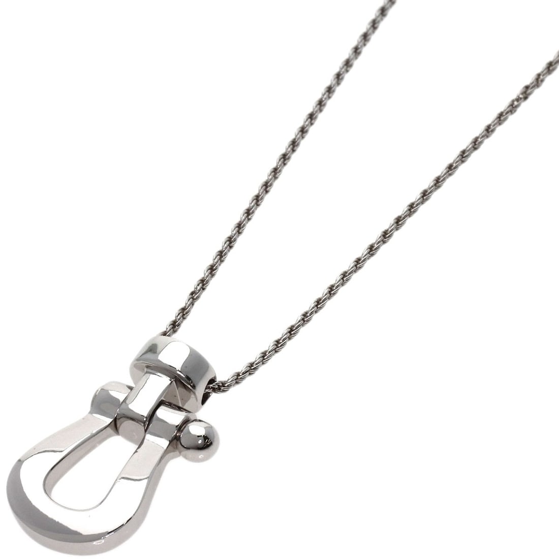 K18 White Gold Fred Force Necklace: K18 White Gold Fred Force Necklace K18 White Gold Fred Force Necklace is made from K18 White Gold, a high-purity gold alloy. The necklace features a silver metal exterior and measures 20 inches in