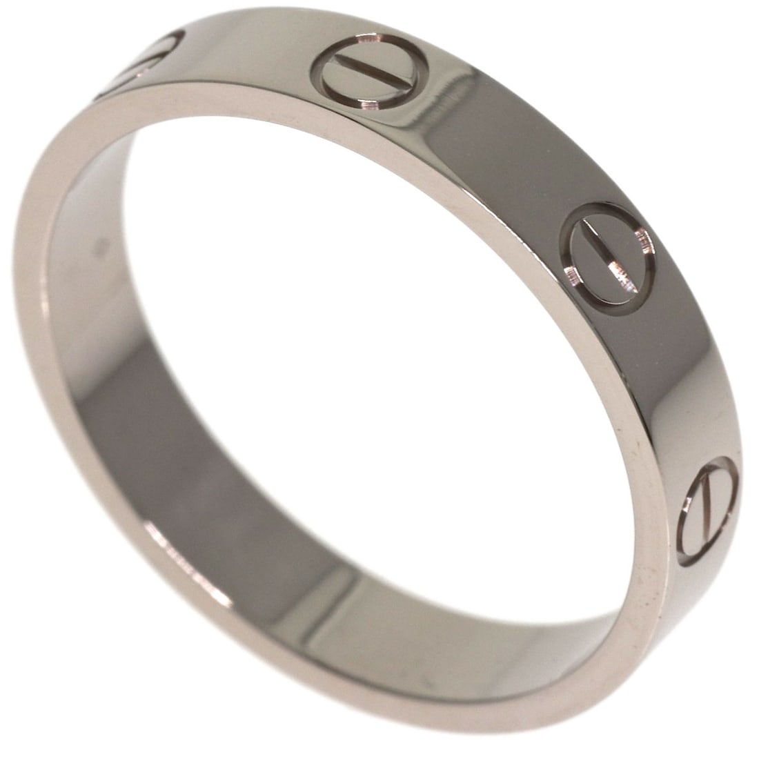Love Ring K18 Gold White Cartier Mini: Love Ring K18 Gold White Cartier Mini K18 White Gold Cartier Mini Ring for a sleek, sophisticated look, this Love Ring features a striking silver metal exterior and a high-purity K18 gold