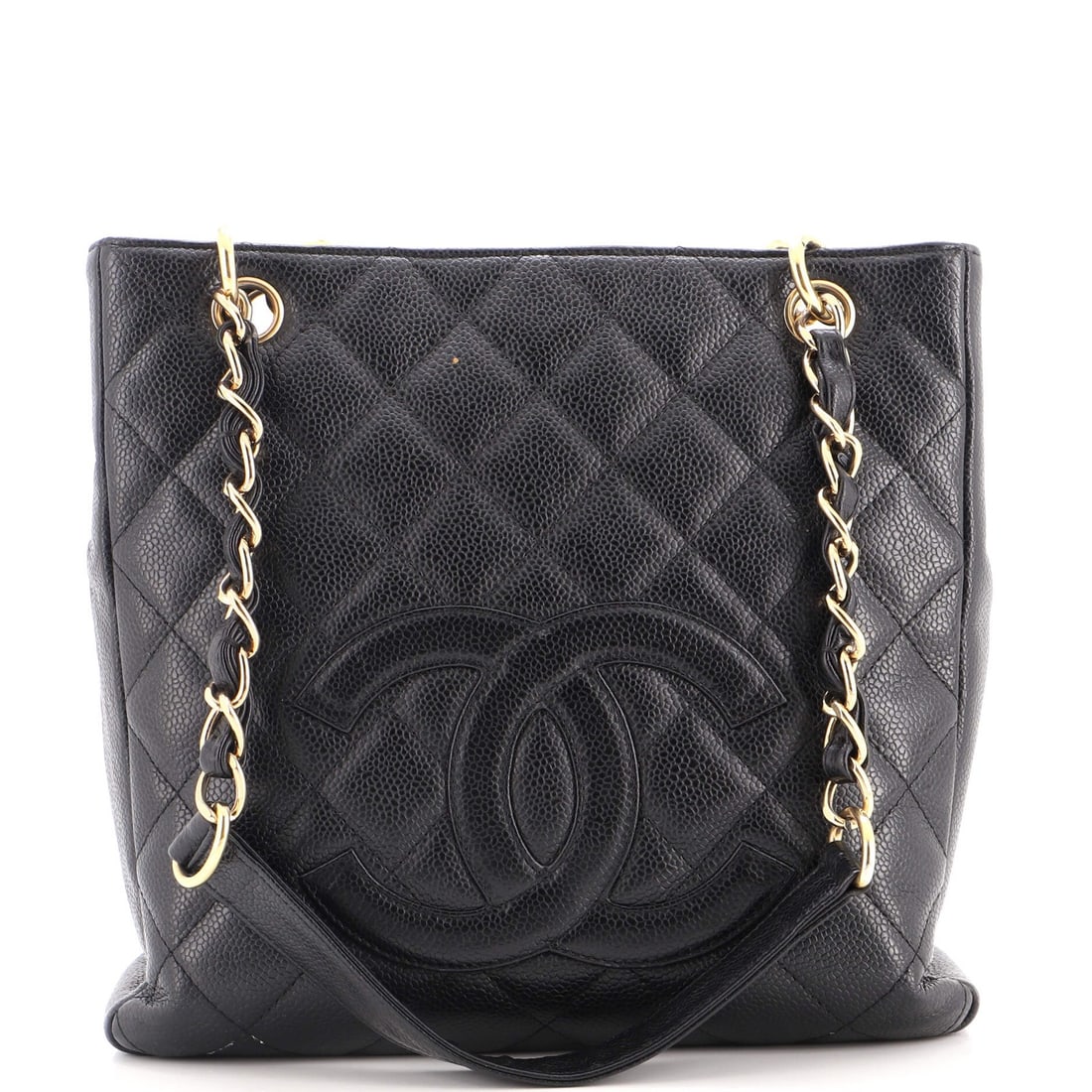 Caviar Quilted Shopping Tote Chanel Petite: Caviar Quilted Shopping Tote Chanel Petite Black quilted Caviar leather exterior, gold hardware, and a classic petite design make this Chanel shopping tote a stylish and functional accessory. The