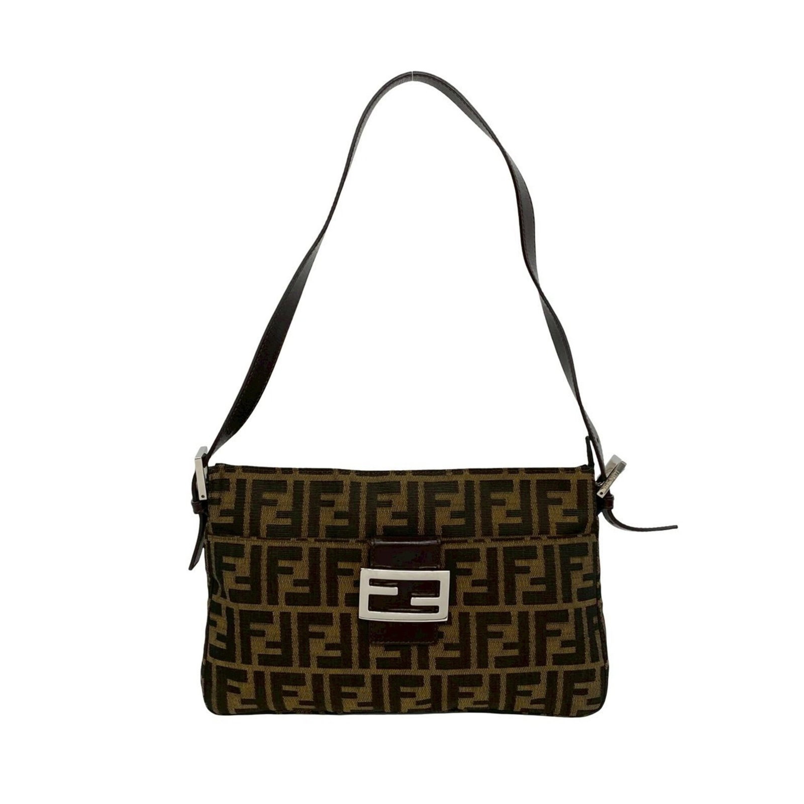 Shoulder Bag Fendi Canvas Leather: Shoulder Bag Fendi Canvas Leather Canvas and leather combine in a sleek, black shoulder bag from Fendi, measuring 17.5cm x 28cm. The bag's canvas and leather construction provides a sturdy and