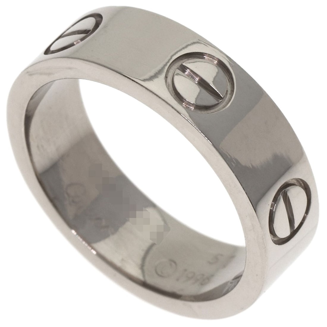 White Gold K18 Love Ring Cartier #51: White Gold K18 Love Ring Cartier #51 K18 White Gold Cartier Love Ring #51 is a striking silver-toned ring featuring a unique style. Made from high-purity K18 white gold, this ring boasts a