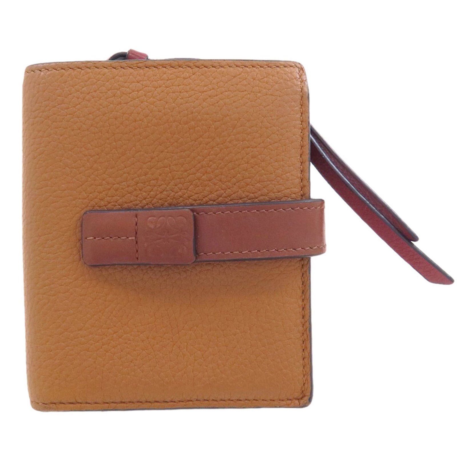 Loewe Wallet (Bi-Fold) Leather: Loewe Wallet (Bi-Fold) Leather Brown Loewe bi-fold leather wallet with a classic design, measuring 10.5cm x 9cm x 2cm. This stylish wallet features high-quality leather construction and a sleek,