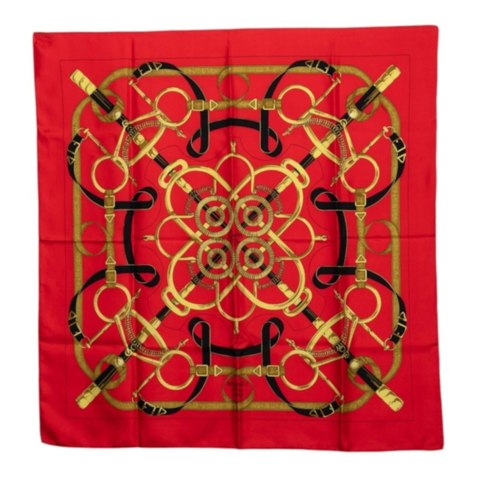 Silk Hermes Scarf: Silk Hermes Scarf Silk from the renowned French fashion house, this 90cm x 88.5cm multi-color and red silk scarf is a stunning addition to any wardrobe. Made from high-quality silk, its vibrant