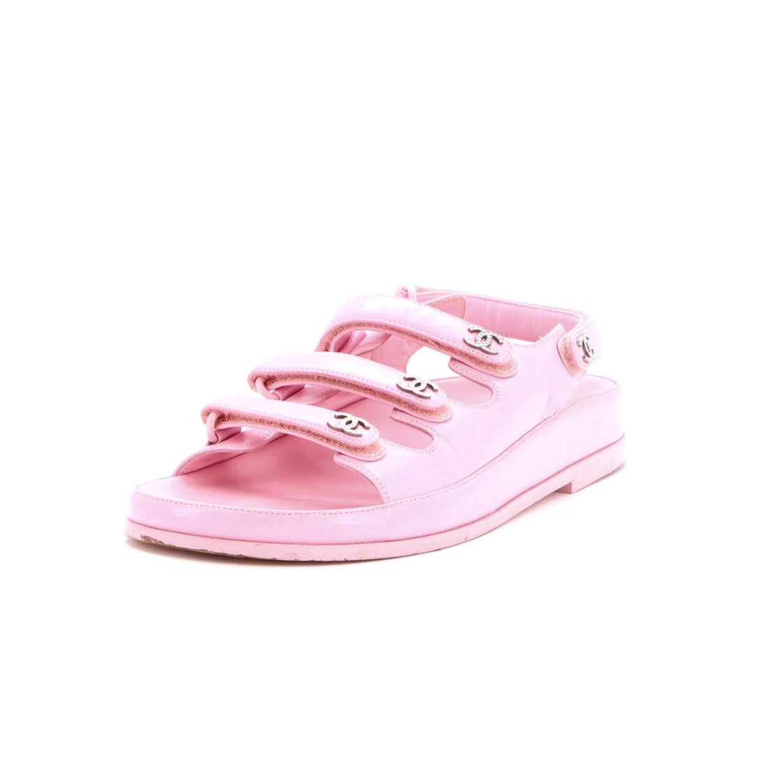 Women's CC Triple Strap Sandals Leather Crystals with Chanel Dad Sandals (1 of 6)