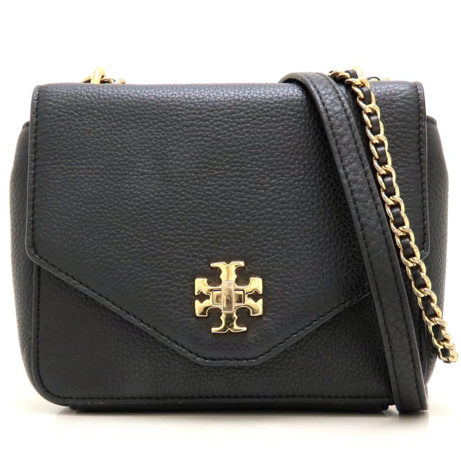 Shoulder Bag Leather Tory Burch: Shoulder Bag Leather Tory Burch Black leather shoulder bag with a turn lock closure, measuring 13cm x 16cm x 5cm. The bag features adjustable strap lengths of 65.5cm to 117.5cm, making it a versatile
