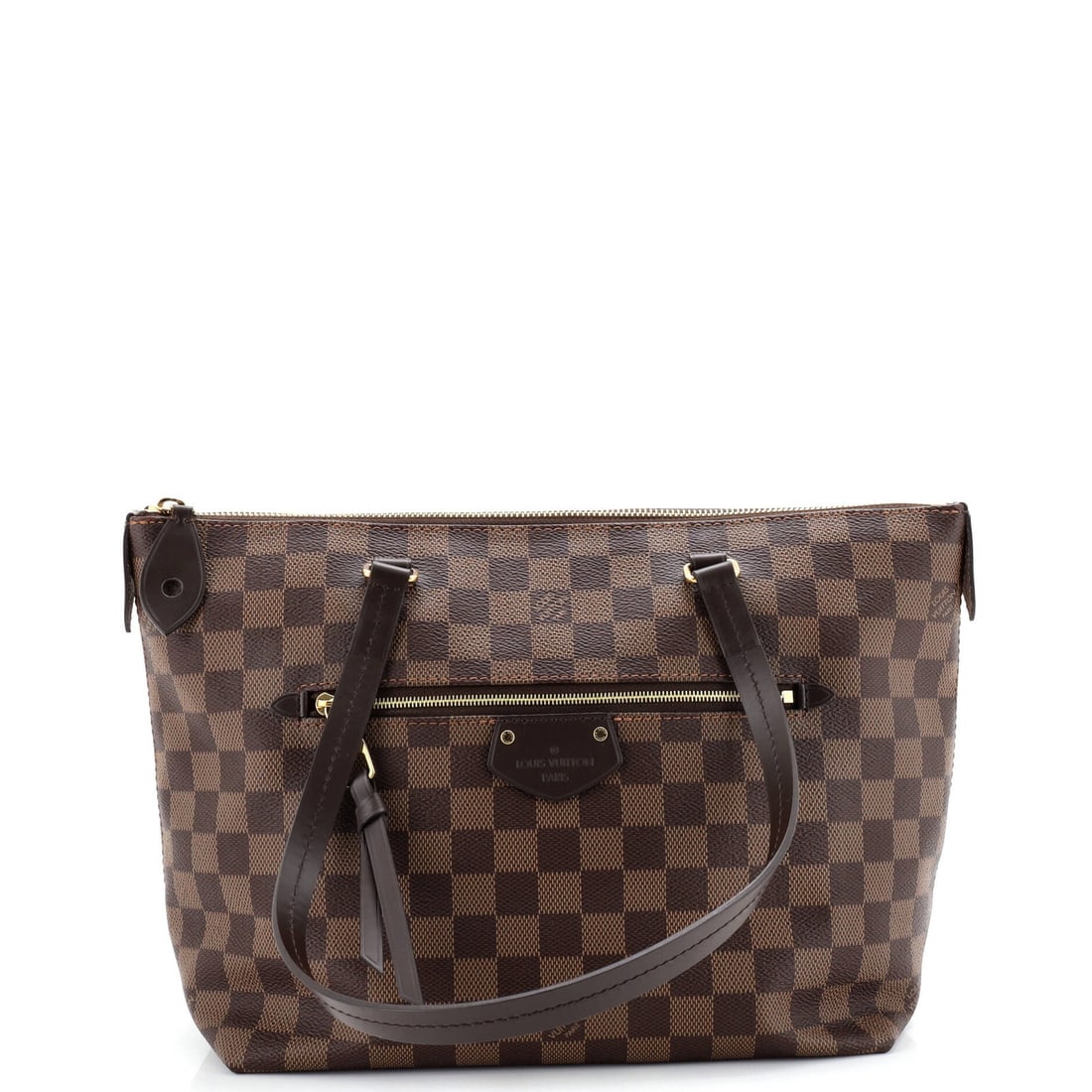 Damier PM Louis Vuitton Iena Tote: Damier PM Louis Vuitton Iena Tote The Damier PM Louis Vuitton Iena Tote boasts a classic design with a timeless brown canvas exterior, adorned with the iconic Damier PM pattern. Measuring 9" in