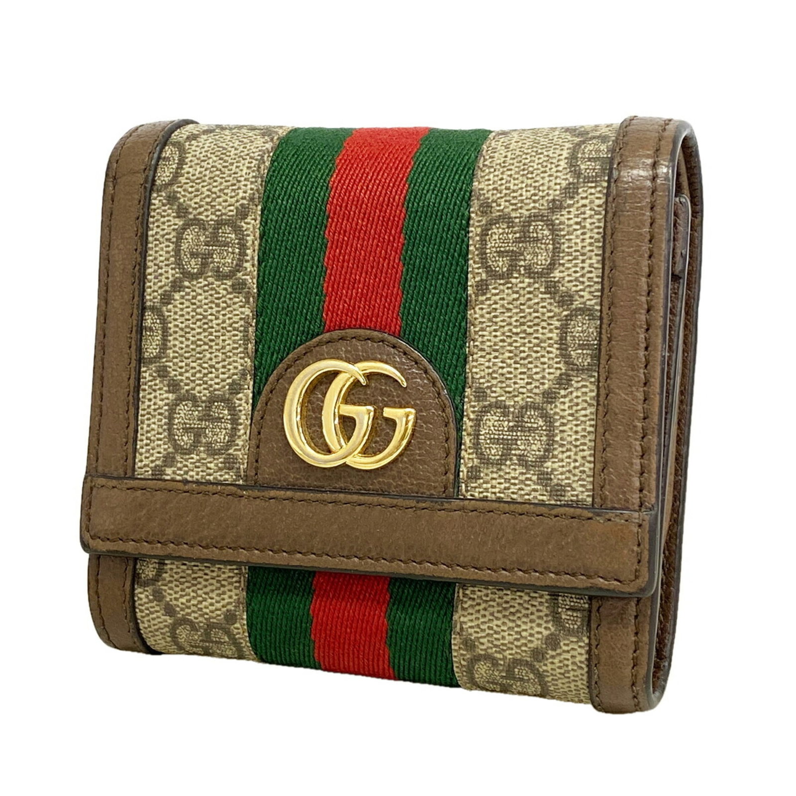 PVC Bi Fold Wallet Gucci: PVC Bi Fold Wallet Gucci PVC Bi Fold Wallet Gucci is made from PVC material and has a brown color. It features a bi-fold design with a size of 10cm x 11cm x 3cm. The wallet is a Gucci product with