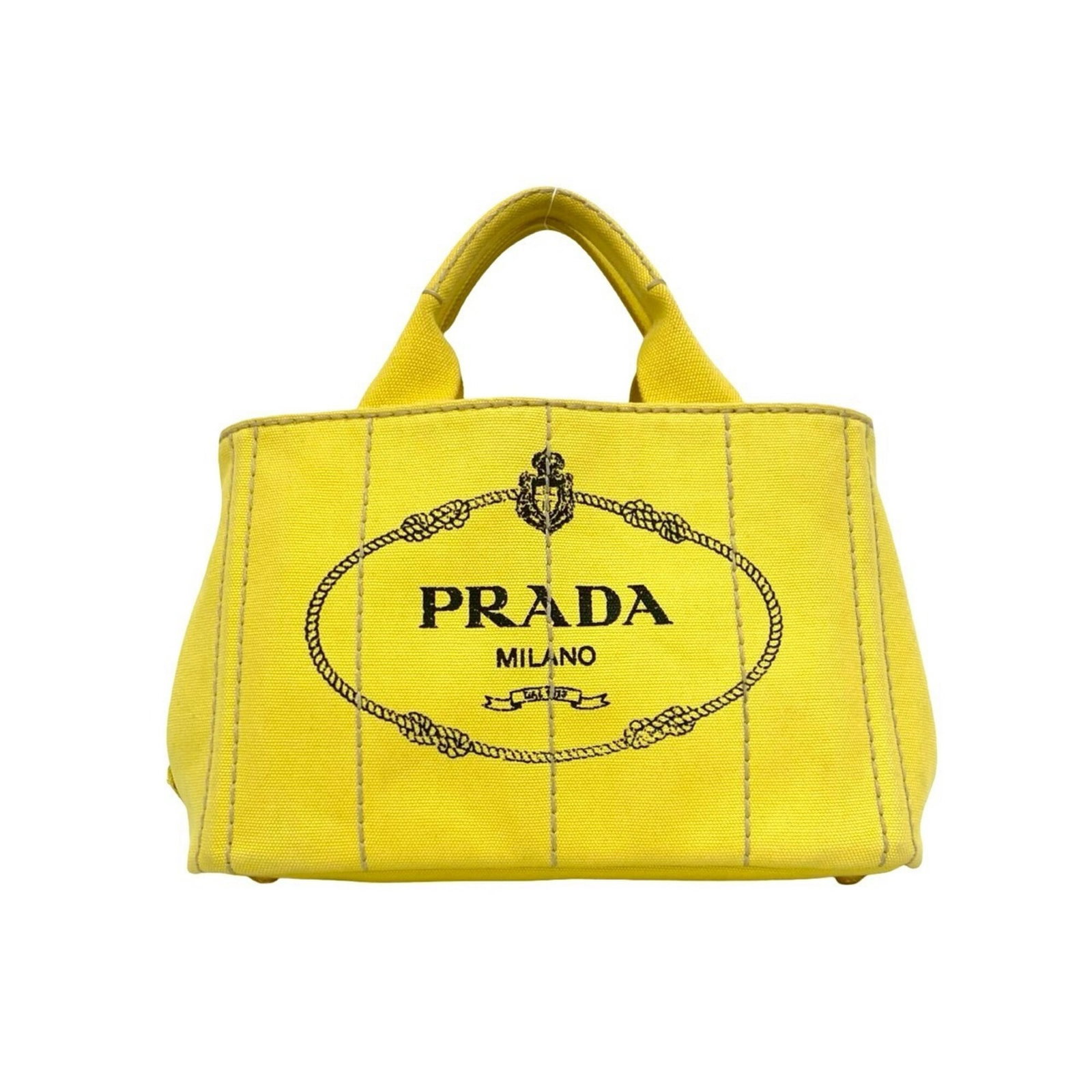 Shoulder Bag Canvas Tote Bag Prada Handbag: Shoulder Bag Canvas Tote Bag Prada Handbag Canvas tote bag with a vibrant yellow color, made from high-quality canvas material, measuring 18cm x 26.5cm x 13cm. This shoulder bag features a classic