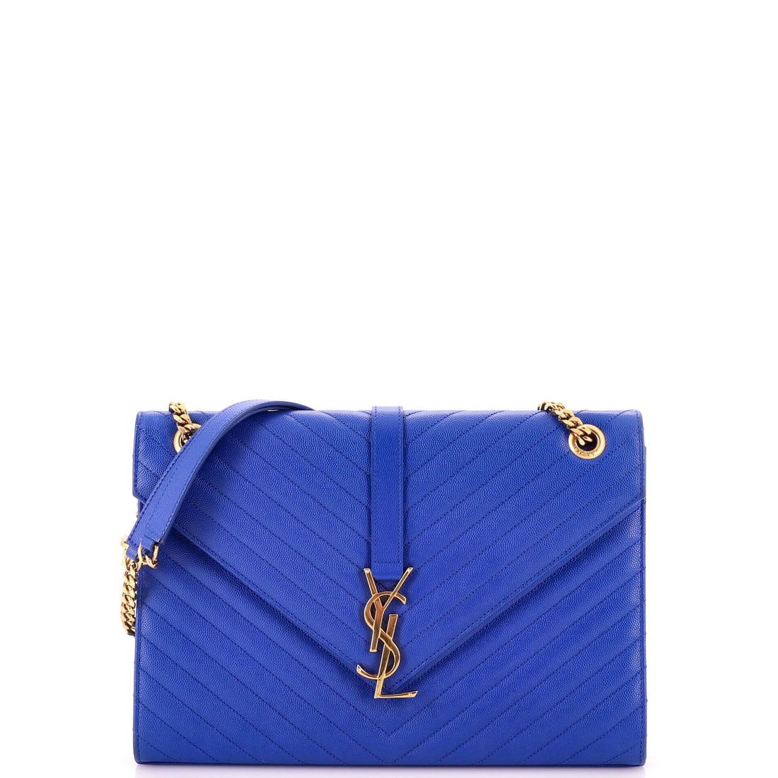 Classic Monogram Saint Laurent Matelasse Large Leather Chevron Satchel Envelope: Classic Monogram Saint Laurent Matelasse Large Leather Chevron Satchel Envelope Classic Monogram Saint Laurent Matelasse Large Leather Chevron Satchel Envelope features a timeless design with a blue
