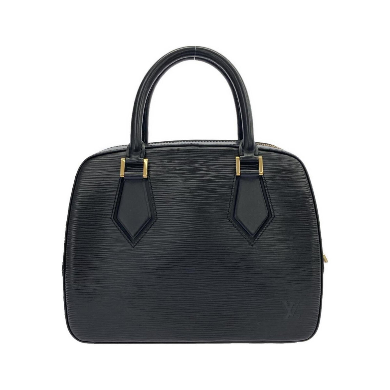 Handbag Leather Louis Vuitton: Handbag Leather Louis Vuitton Black Calf Leather Louis Vuitton Handbag with Gold Hardware. Made from high-quality calf leather, this classic handbag features a timeless design and elegant gold