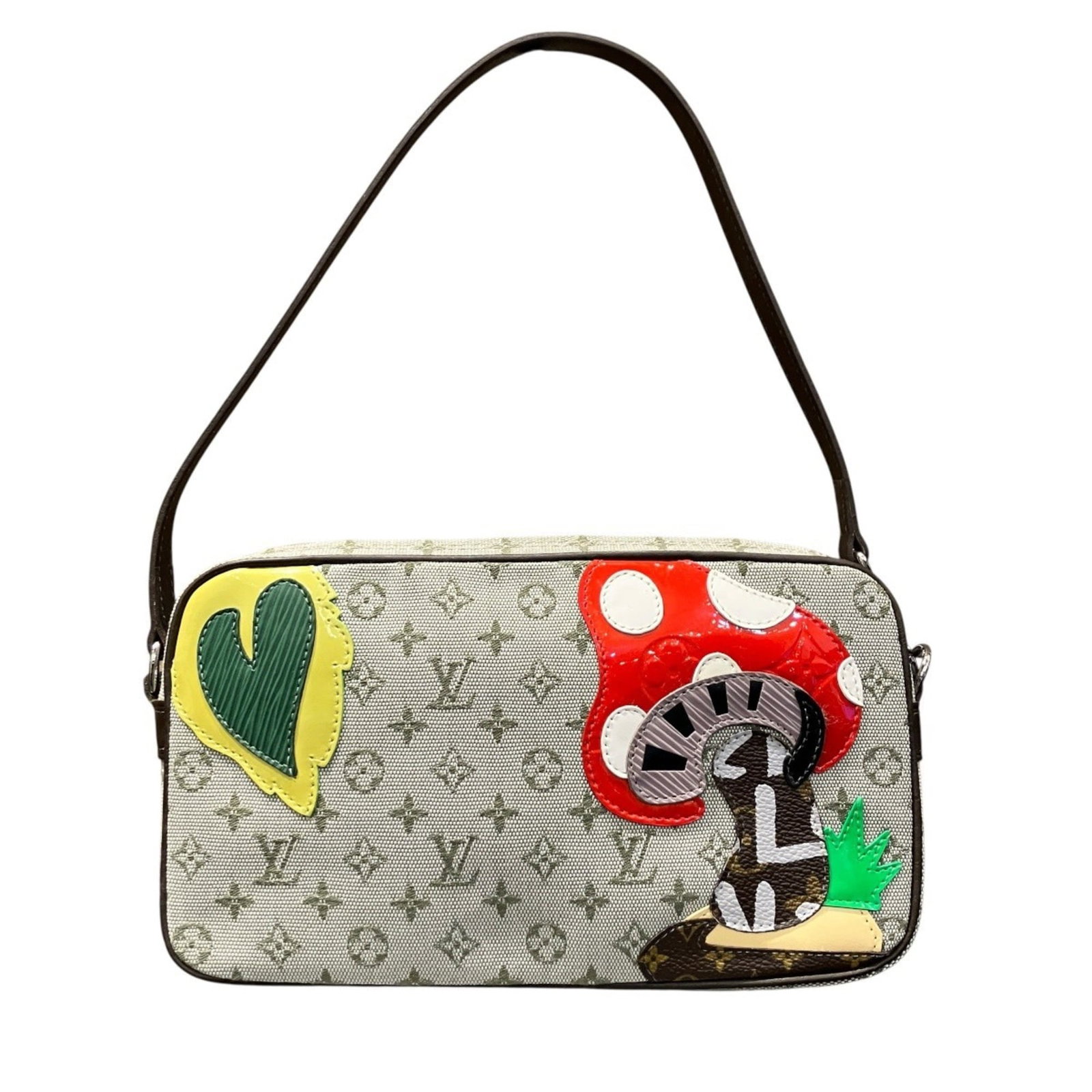 Cotton Leather Louis Vuitton Handbag: Cotton Leather Louis Vuitton Handbag Cotton Leather Louis Vuitton Handbag is a unique piece featuring a multi-color enamel leather design. The bag's compact size and 49cm long handle make it a