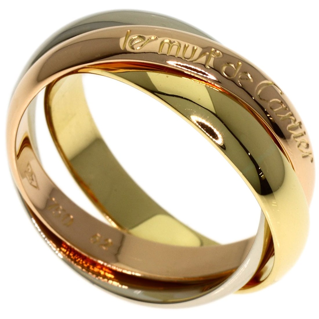 Cartier Trinity Mm #52 Ring K18 Yellow Gold K18 White Gold: Cartier Trinity Mm #52 Ring K18 Yellow Gold K18 White Gold Cartier's iconic Trinity design, a masterclass in minimalist elegance, is showcased in this stunning K18 Yellow Gold and K18 White Gold